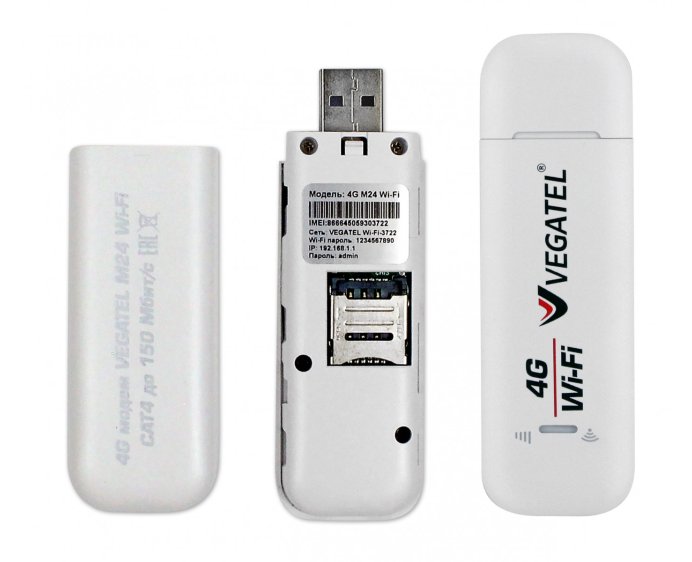4G модем VEGATEL M24 Wi-Fi роутер c пигтейлами SMA, белый