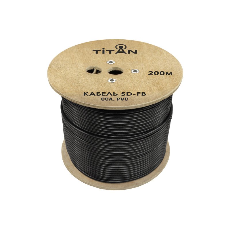 Кабель VEGATEL 5D-FB (Titan, черный) бухта 200м