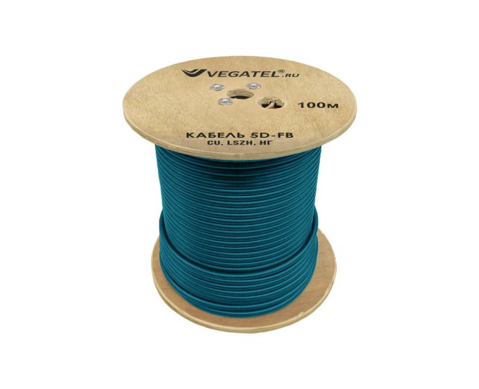 Кабель VEGATEL 5D-FB Cu (ГОСТ, синий) бухта 100м