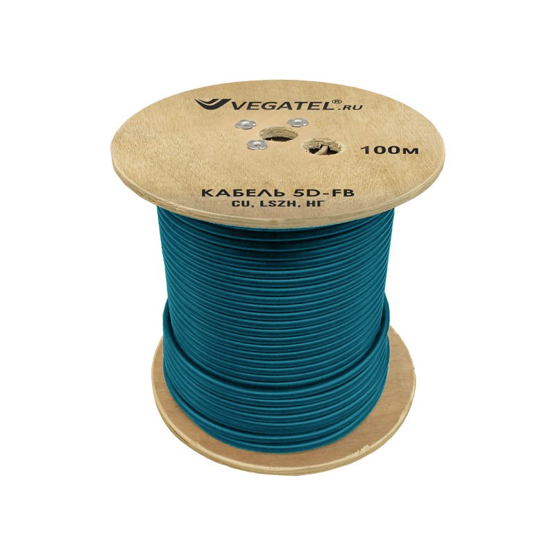 Кабель VEGATEL 5D-FB Cu (ГОСТ, синий) бухта 100м