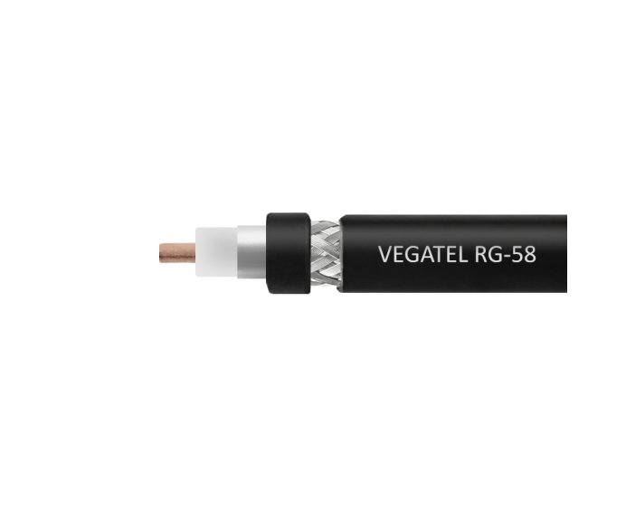 Кабель VEGATEL RG-58 A/U (ГОСТ, PVC, черный) бухта 500м